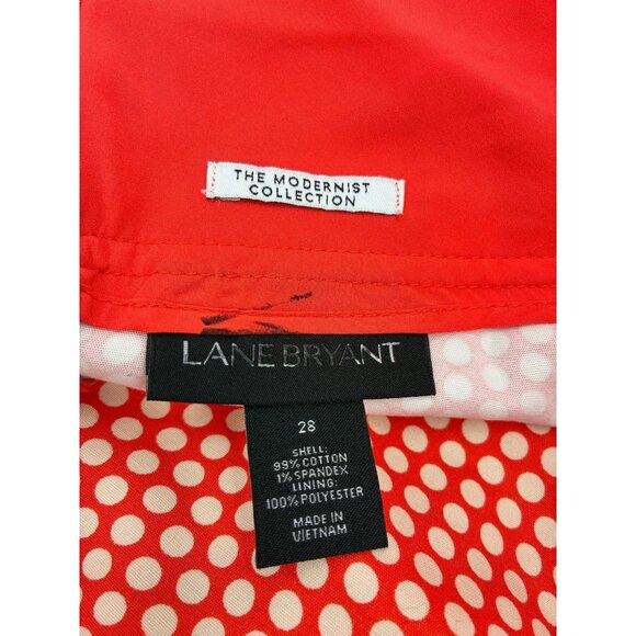 Lane Bryant Womens Size 28 Orange Modernist Collection A Line Skirt Polka Dot - Picture 3 of 6